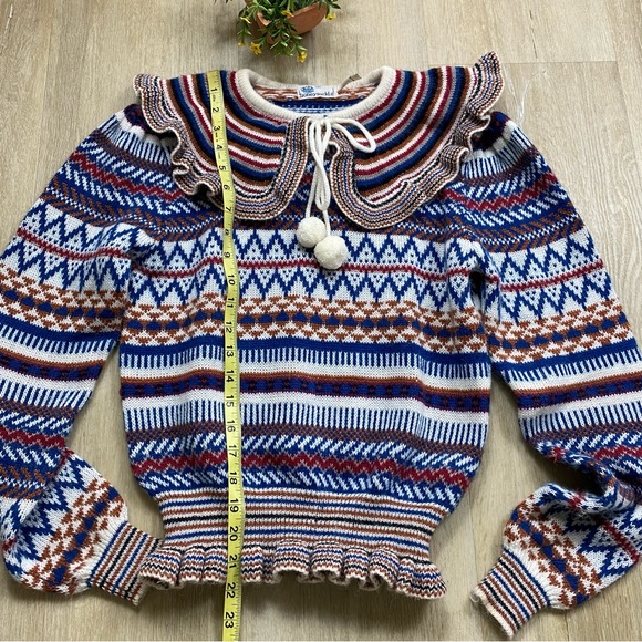 Vintage 70's Patterned Collared Sweater - Picture 8 of 9